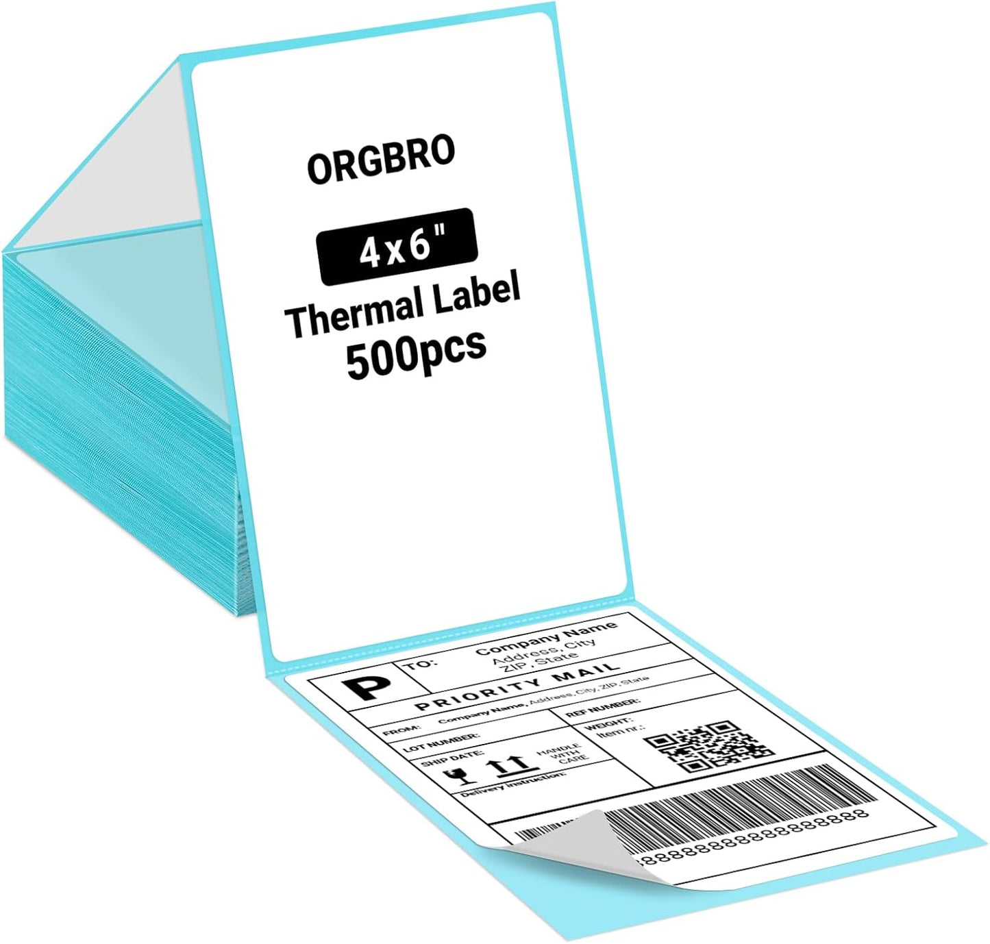 ORGBRO 4x6 Thermal Shipping Labels, 500/Stack