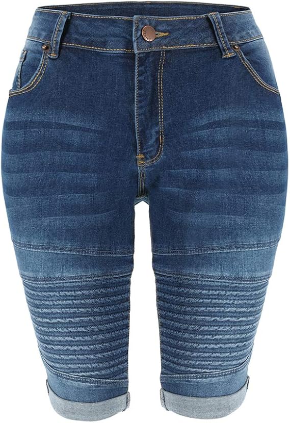 THUNDER STAR Womens Denim Ripped Bermuda Shorts for Summer Fun