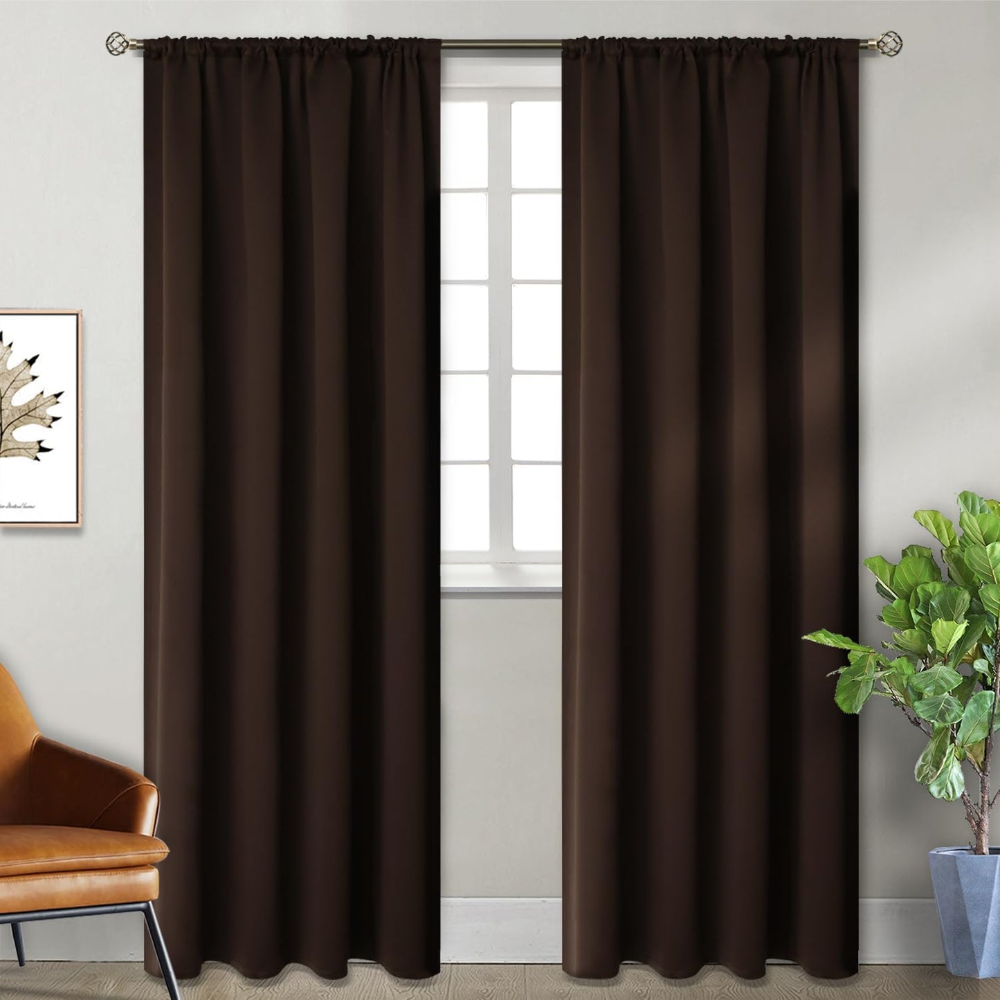 BGment Brown Blackout Curtains for Bedroom - 84 Inch Length