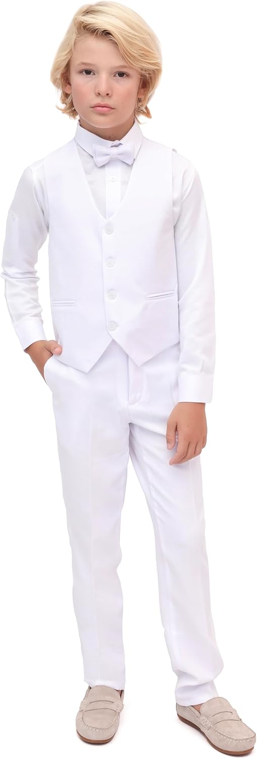 Lilax Boys Formal Suit 4 Piece Vest Pants Tie Dresswear Set
