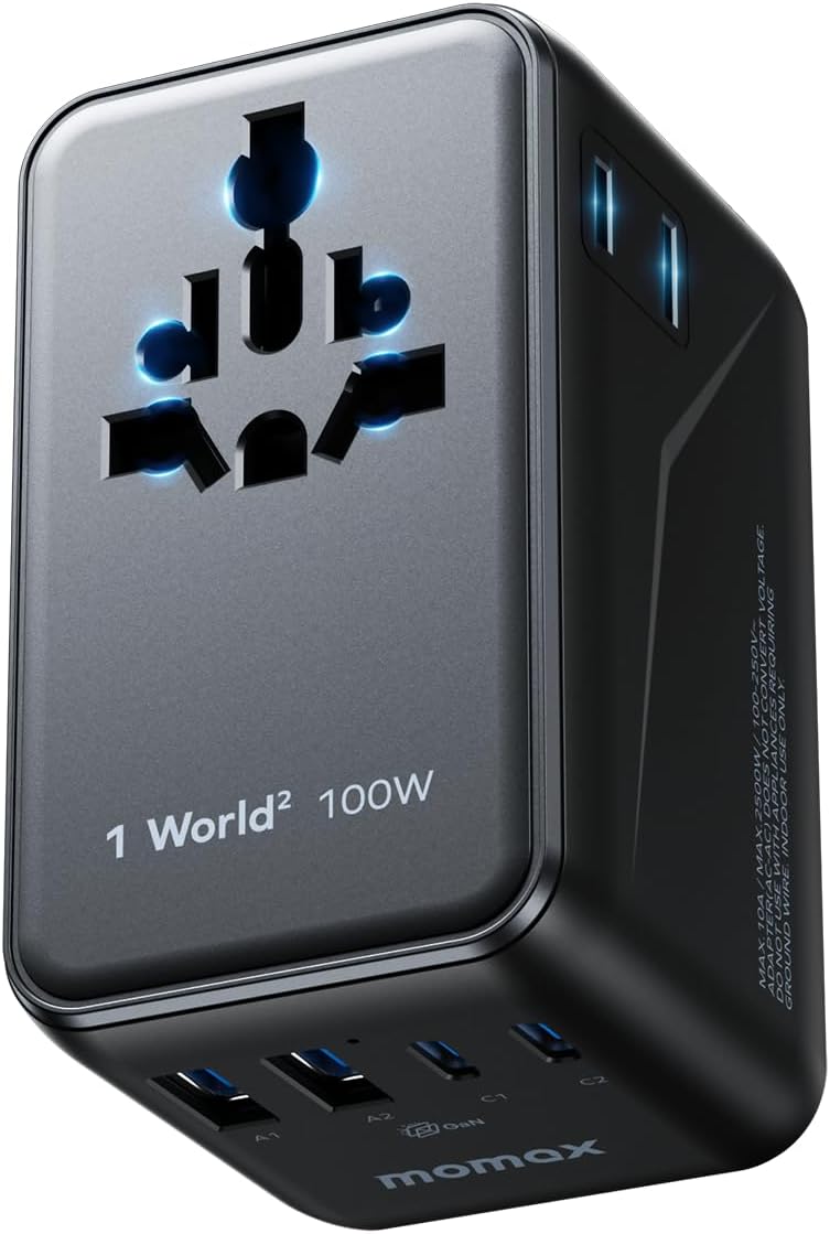 MOMAX Universal Travel Adapter with 100W Fast Charging Ports