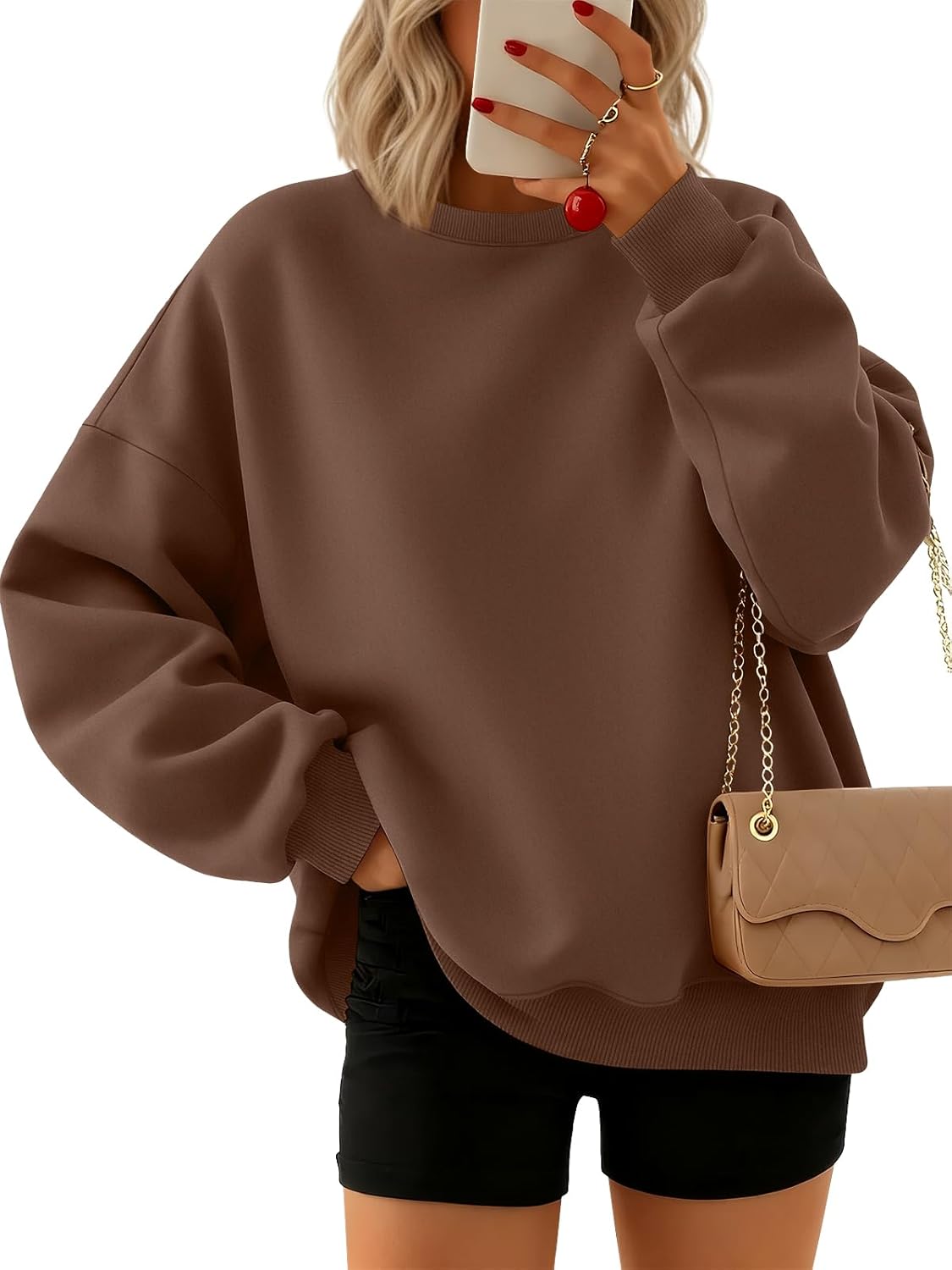 Trendy Queen Oversized Crewneck Sweatshirts for Women Fashion