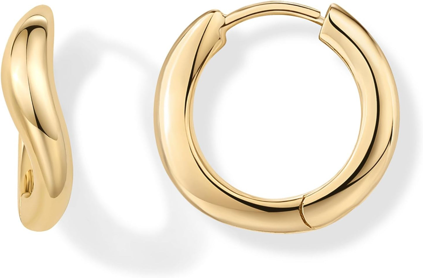 Wavy Hoop Earrings for Women - 14K Gold Plated Sterling Silver