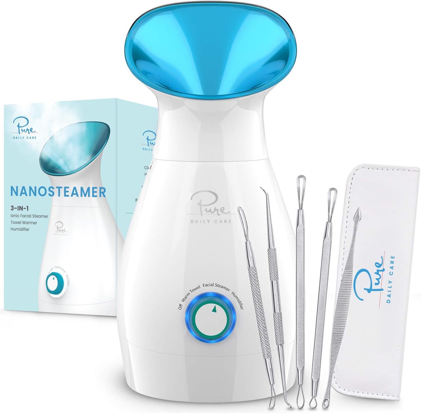Pure Daily Care NanoSteamer 3-in-1 Facial Steamer for Spa Quality