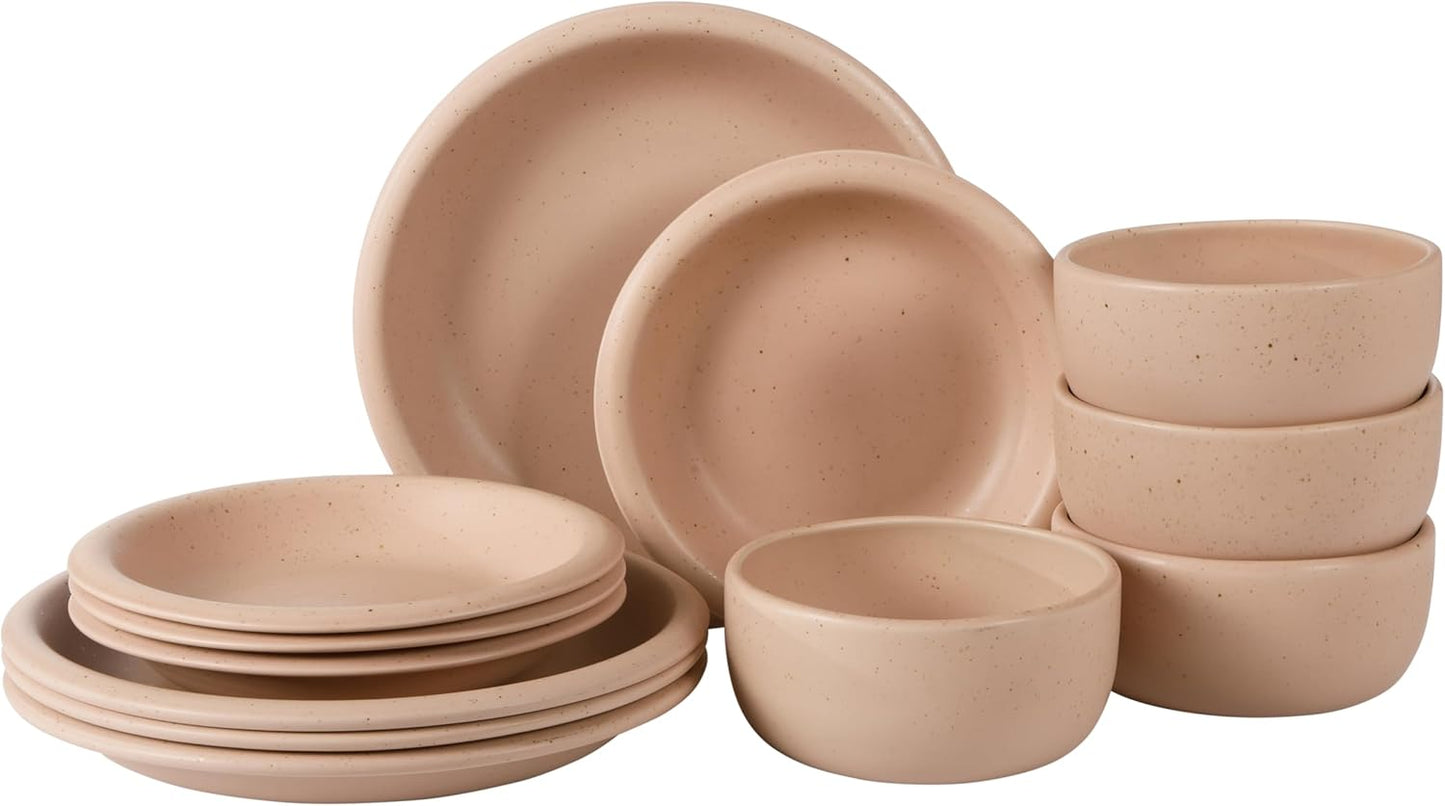 Bloomhouse Corsica Clay 12 Piece Stoneware Dinnerware Set