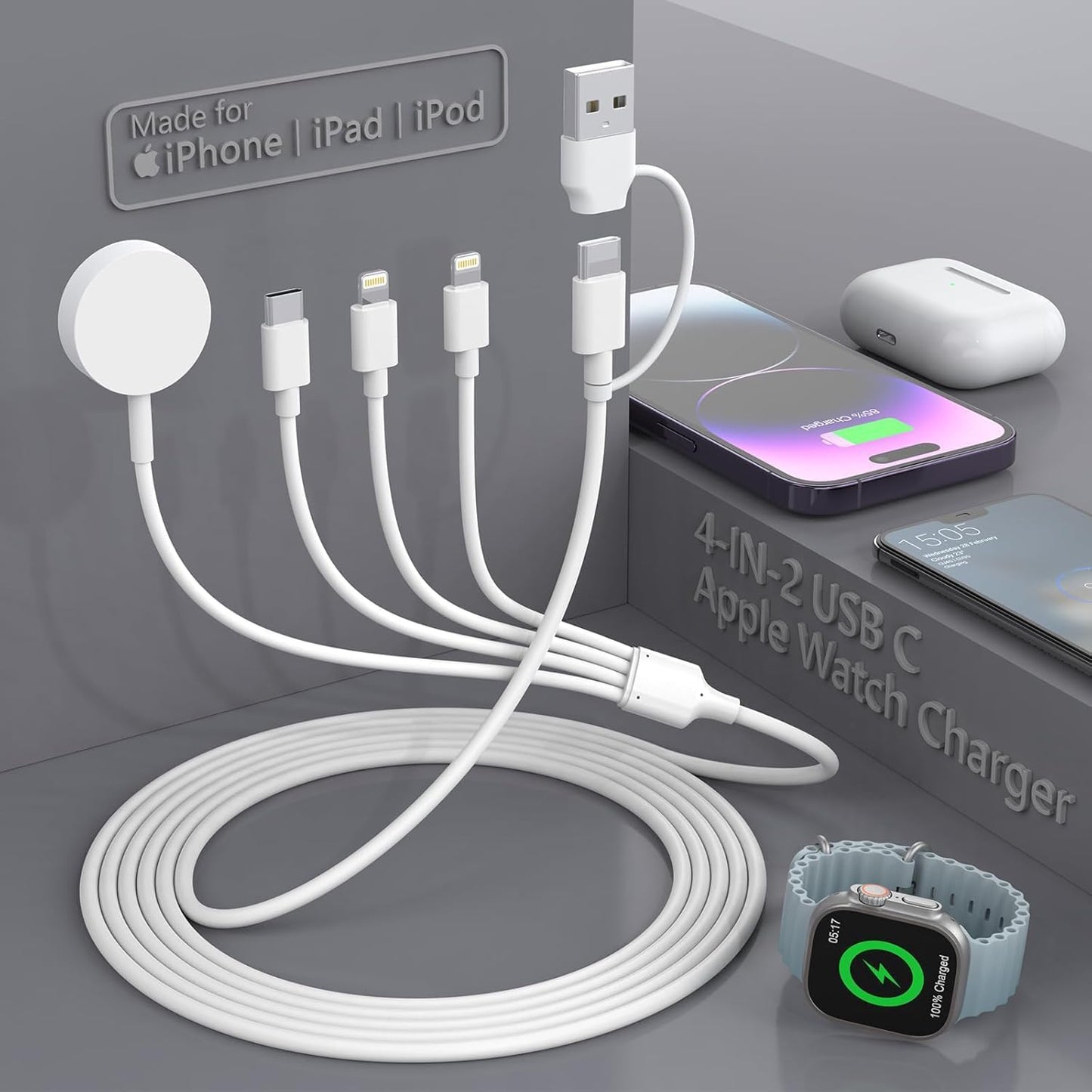 Fast 4-in-1 Apple Watch Charger Cord - Quanlex