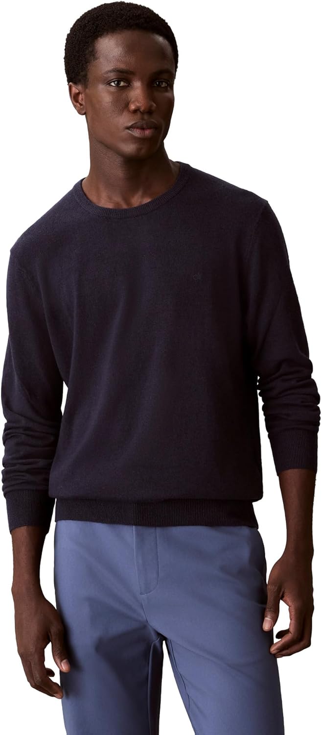 Calvin Klein Mens Wool Blend Crewneck Sweater for All Seasons