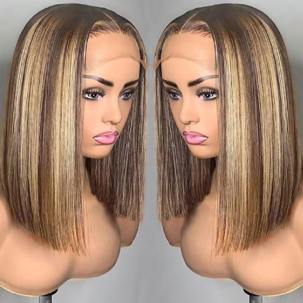 Highlight Bob Wig Human Hair 13X4 Lace Front for Black Women
