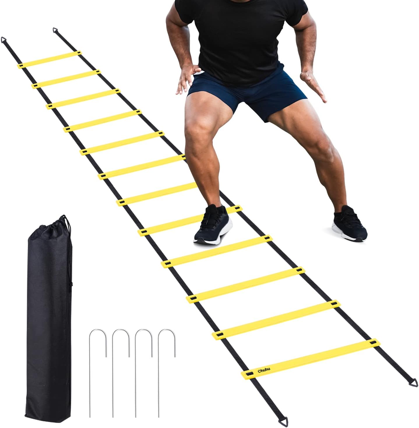 Ohuhu 20ft Speed Training Ladder Set - Improve Footwork & Agility