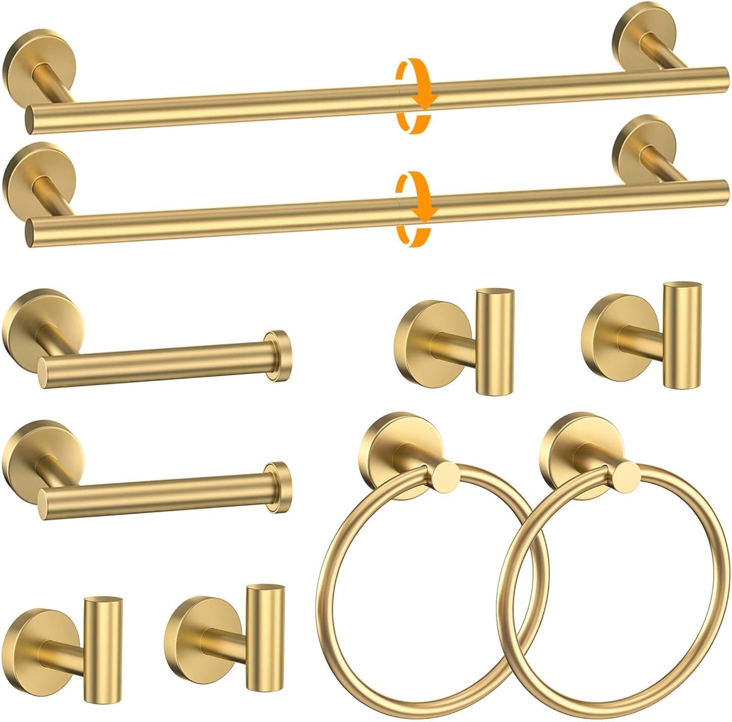 Brushed Gold Towel Bar Set for Modern Bathroom Decor