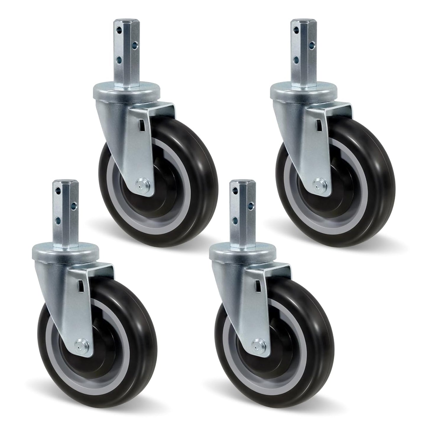 5 Inch Caster Wheels Set of 4 Heavy Duty Polyurethane Casters
