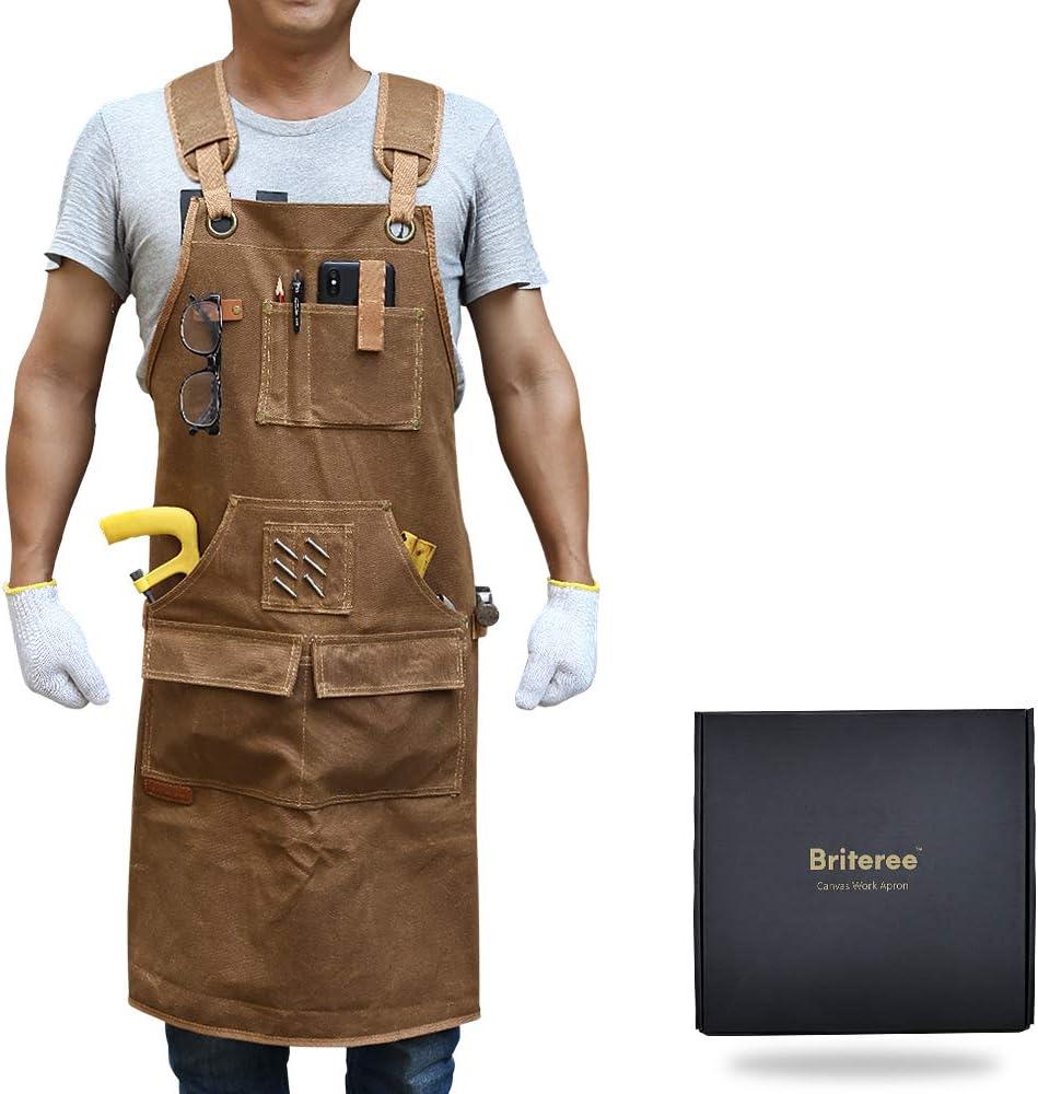 Durable Waxed Canvas Work Apron for Woodworkers and Carpenters