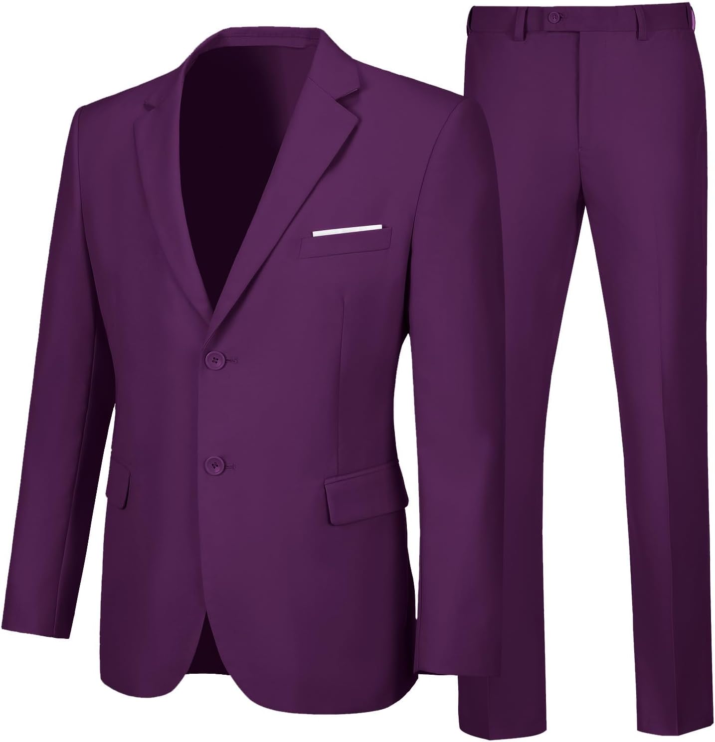 Mens 2 Piece Slim Fit Purple Suit for Business and Weddings