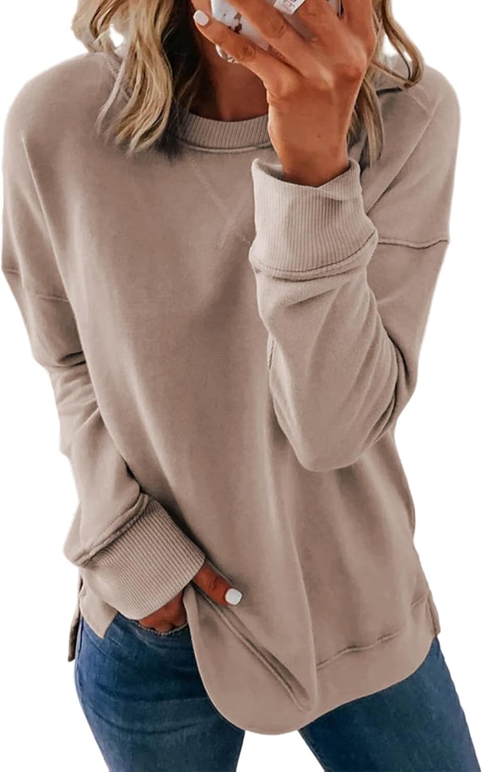 Dokotoo Soft Long Sleeve Crew Neck Sweatshirt