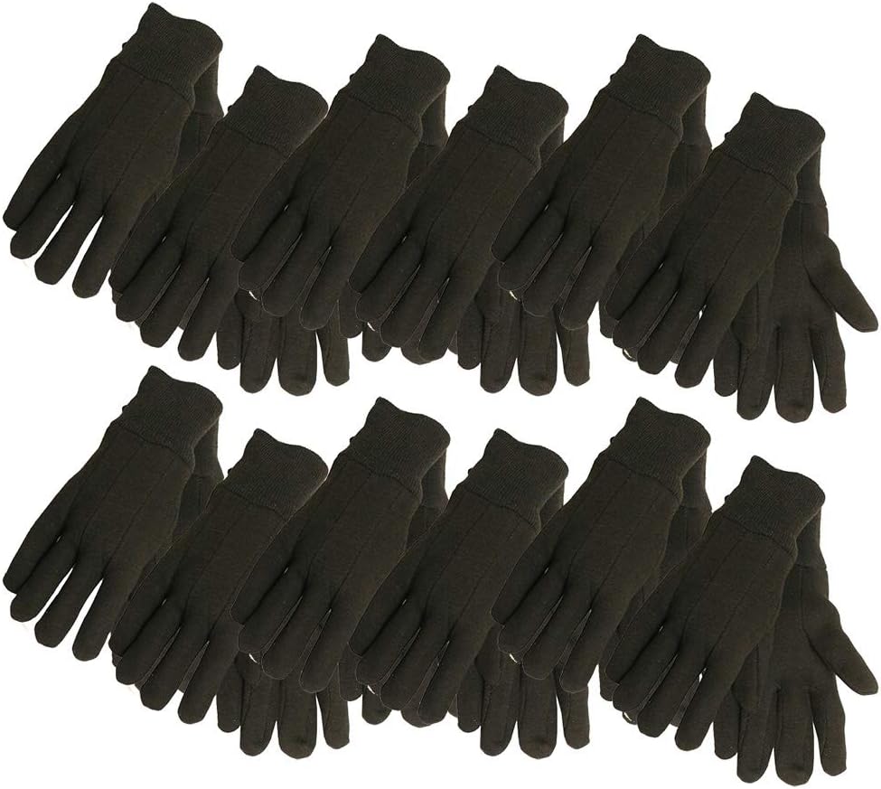 Midwest Adult Jersey Gloves, Brown, Large - Pack of 12