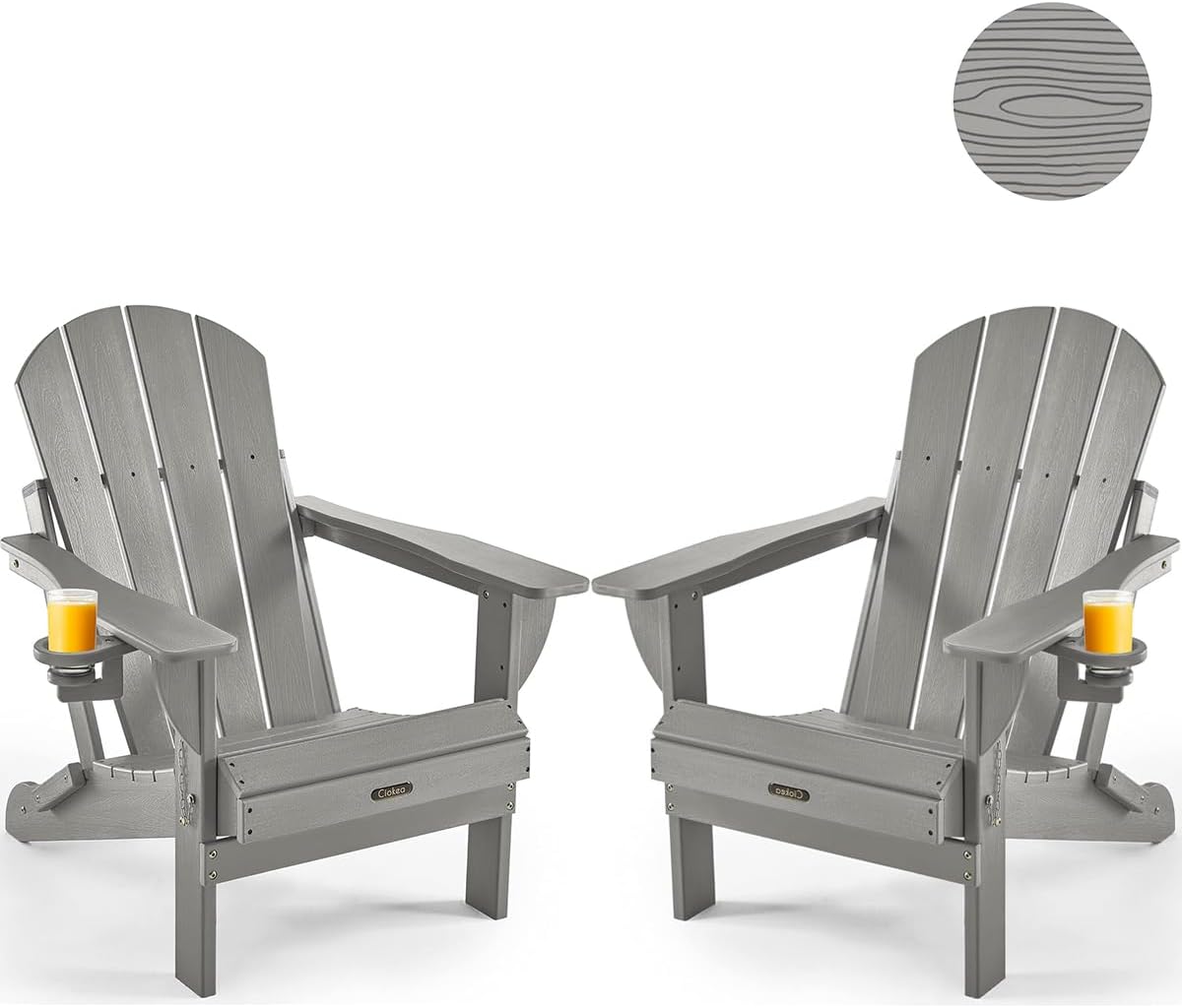 Ciokea Folding Adirondack Chair 2 Pack for Outdoor Relaxation