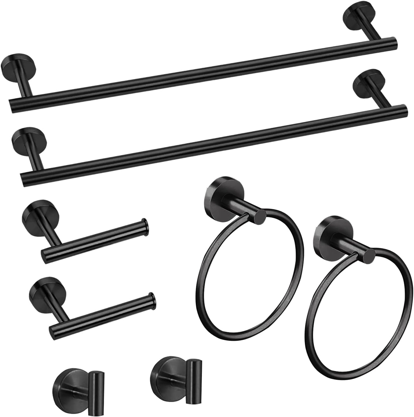 Cilee 8 Piece Matte Black Bathroom Hardware Set for Modern Homes