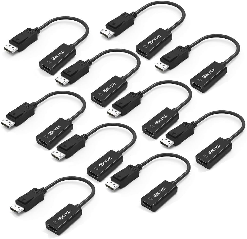 Displayport to HDMI Adapter for Seamless Connectivity - 10-Pack