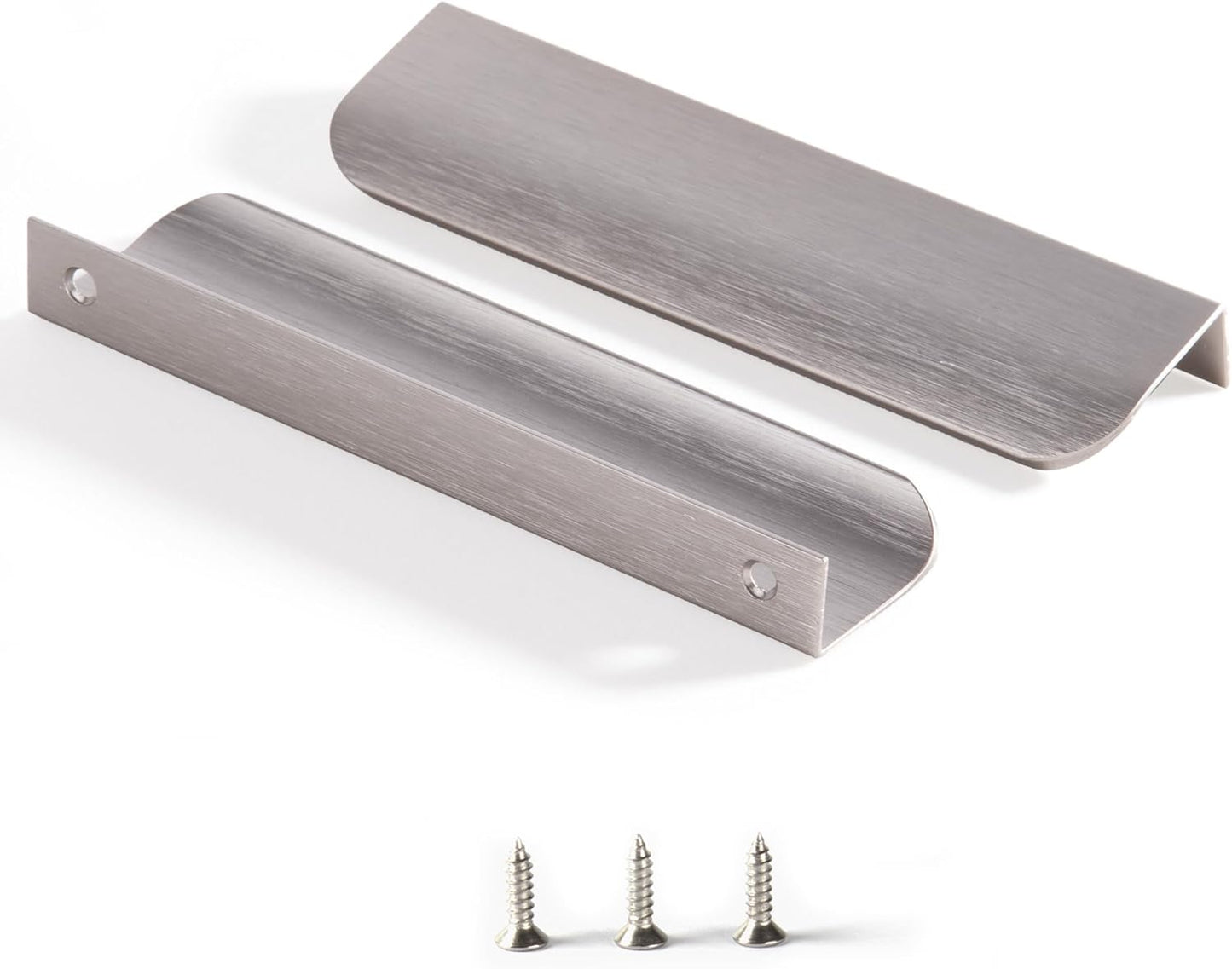 Satanga Edge Finger Tab Pulls for Cabinets - Modern Brushed Nickel