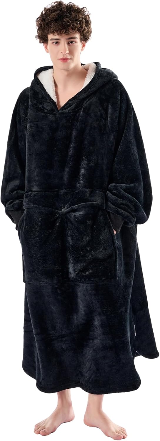 Krifey Big & Tall Wearable Blanket Hoodie with Cat Pocket