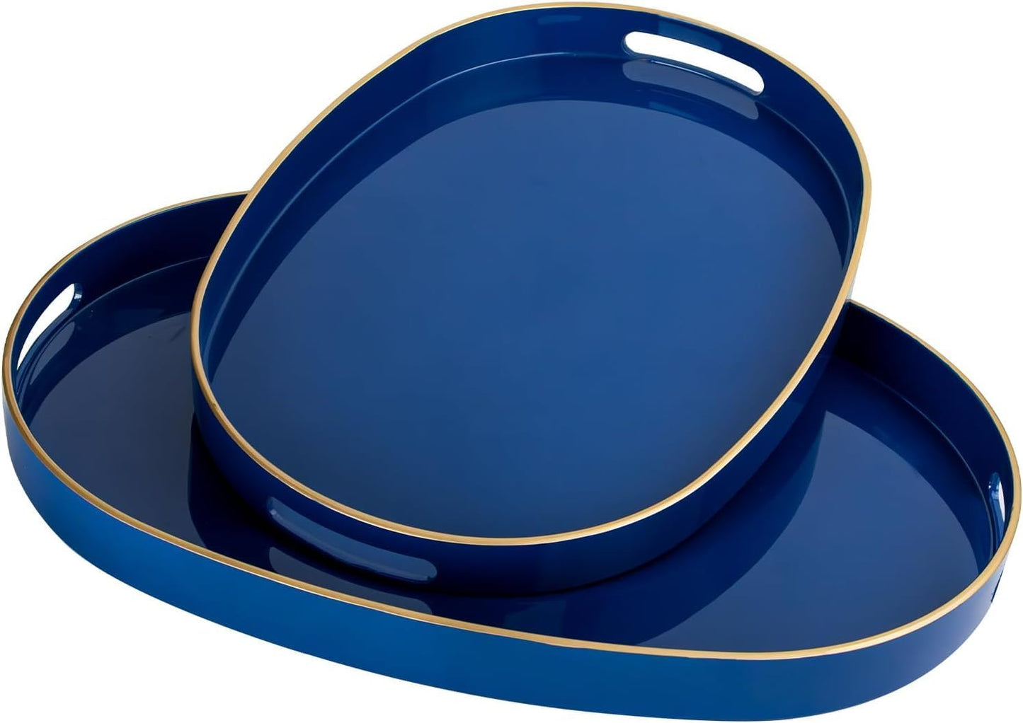Blue Serving Trays with Handles for Elegant Home Decor