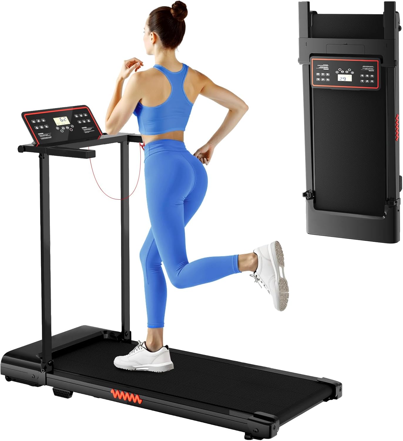 Portable Compact Treadmill with Handle Bar for Home Use