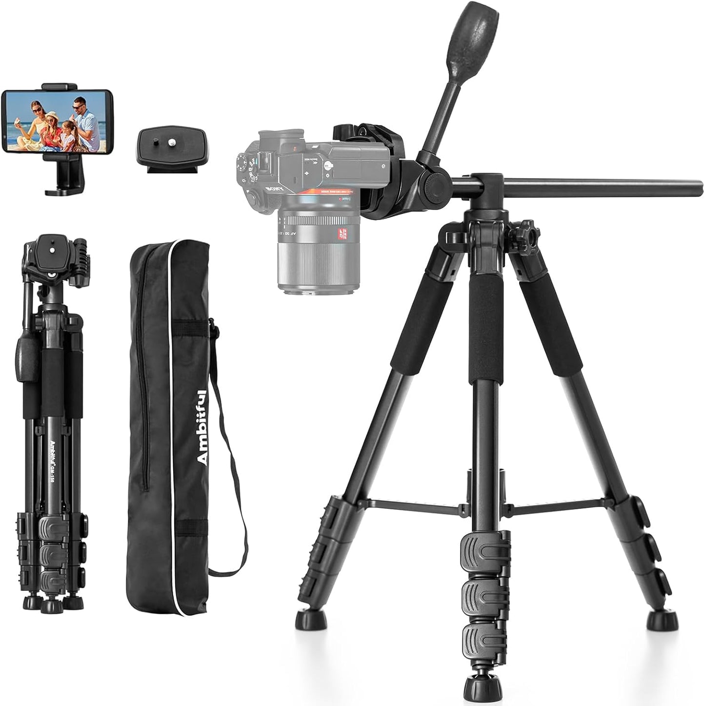 Ambitful 62 Inch Professional Camera Tripod for All Needs