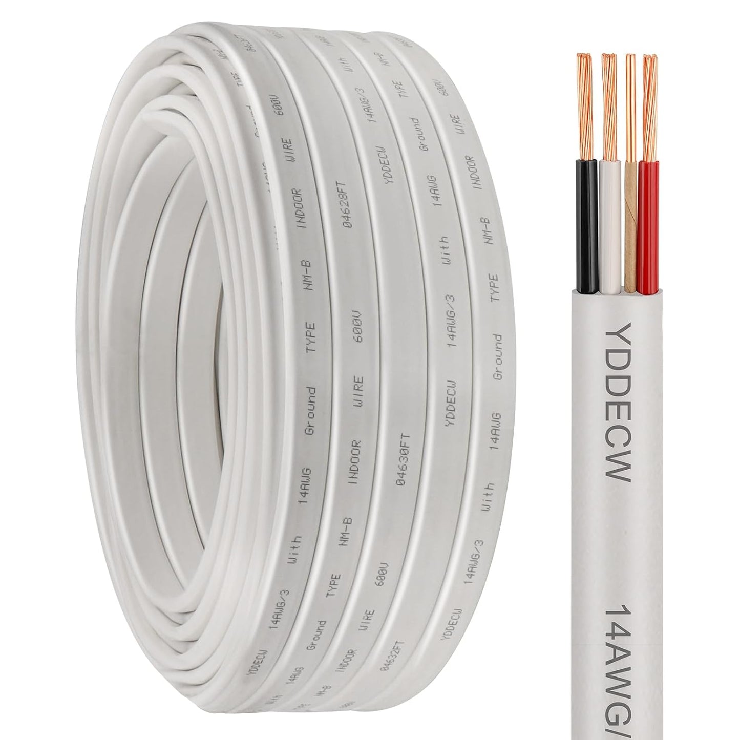 14/3 NM-B Wire with Ground - 50FT Copper Indoor Cable