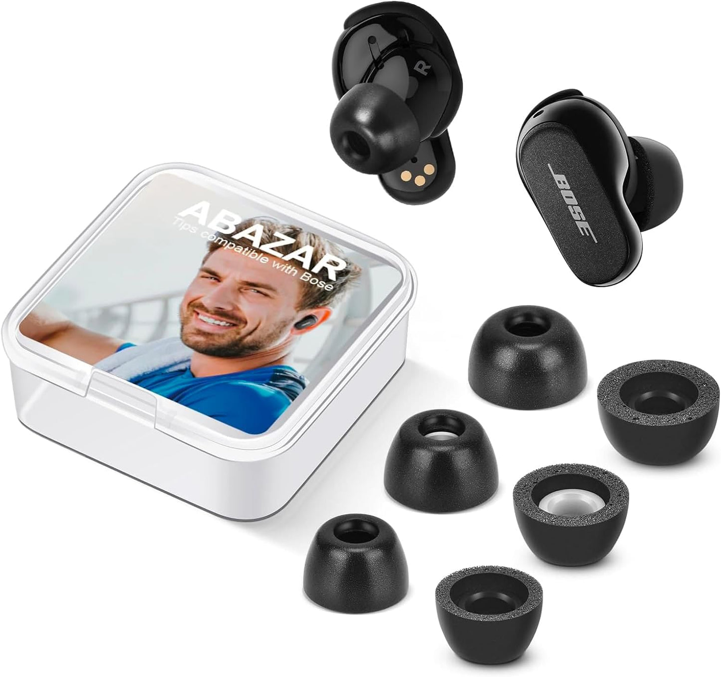 Noise-Reducing Memory Foam Tips for Bose Earbuds - Pain-Free Fit, Anti-Slip, 3 Pairs