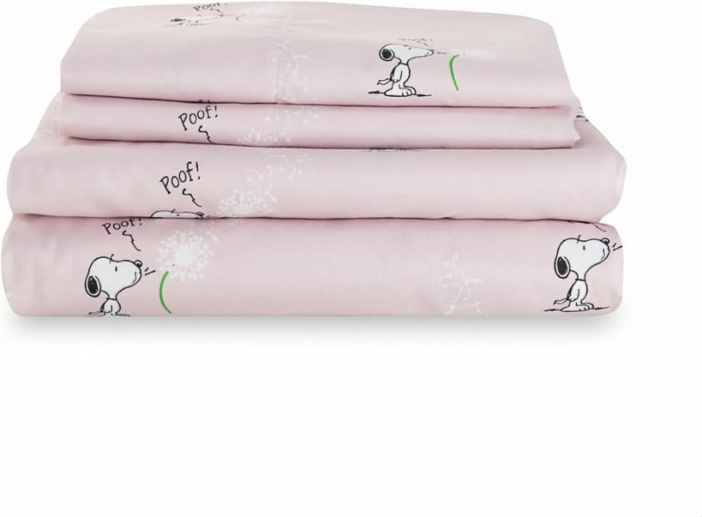 Peanuts Kids King Size Sheet Set with Snoopy Design - 4 Pieces