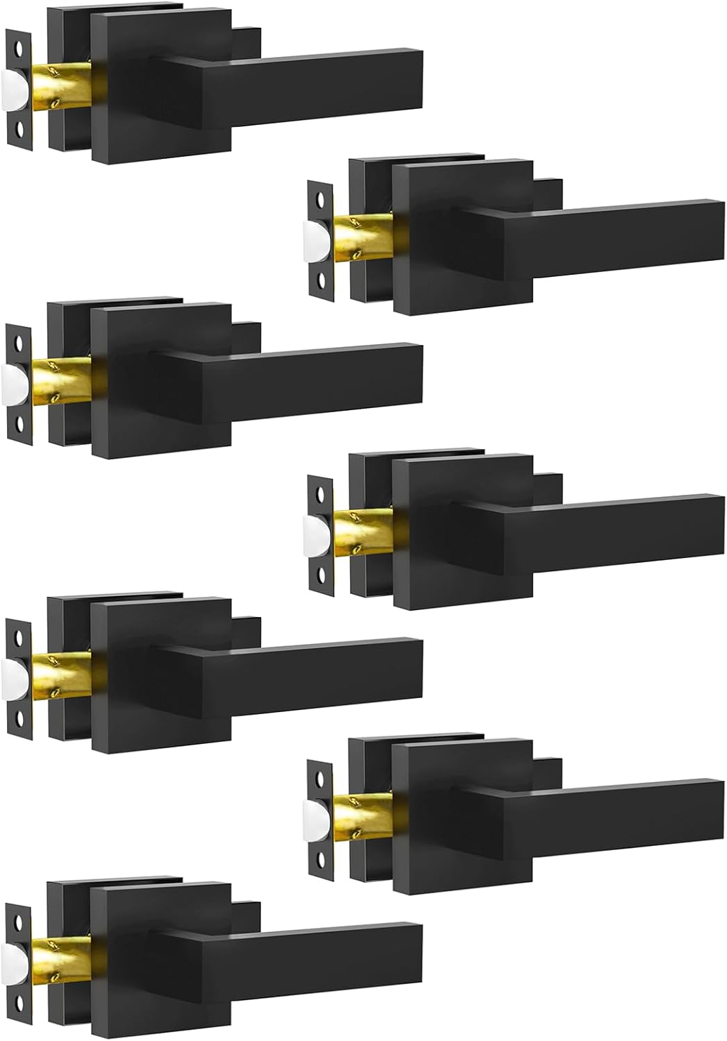 Passage Door Lever Set, 7 Pack Matte Black Handles for Home