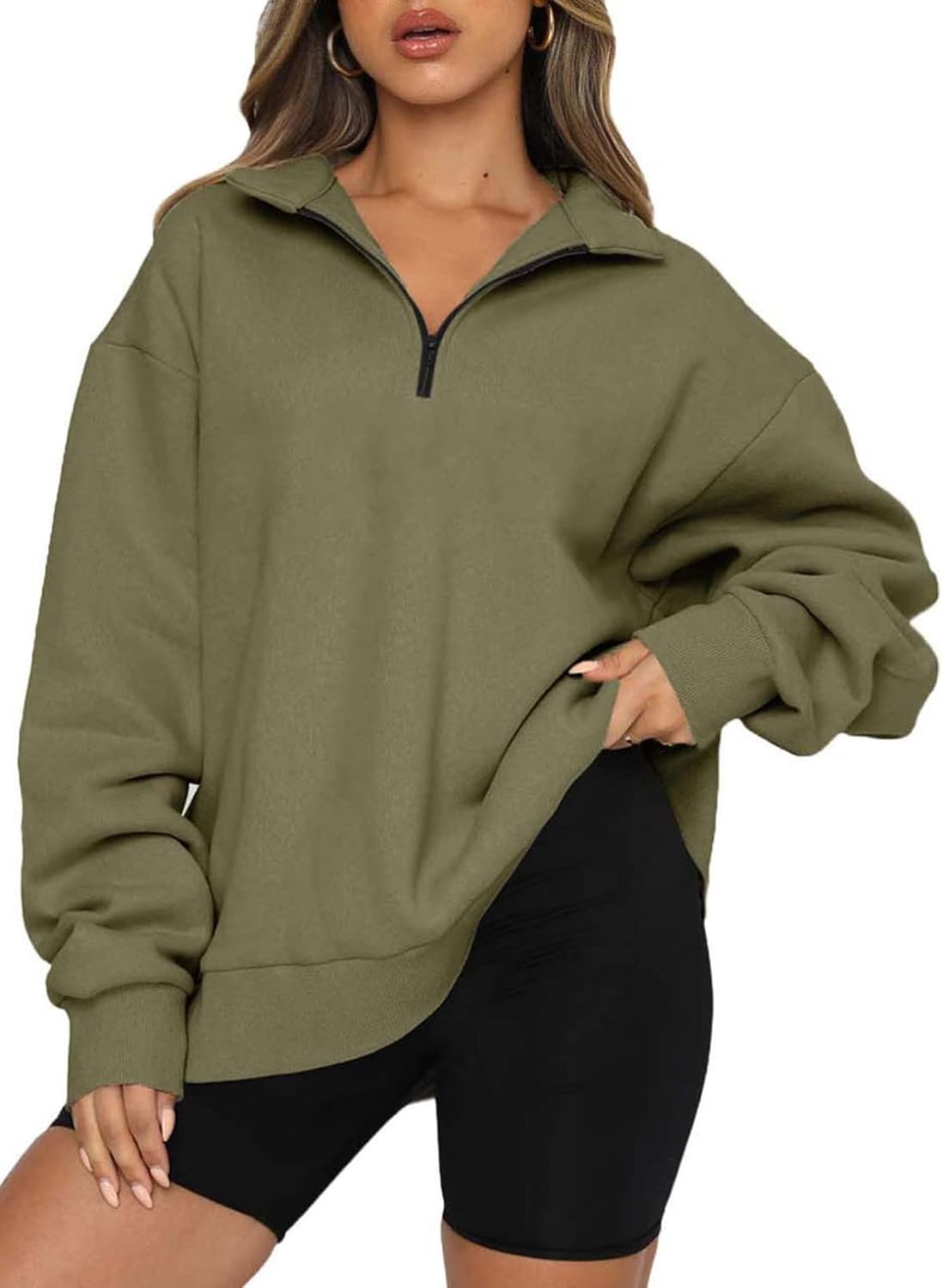 BLENCOT Women's Half Zip Quilted Sweatshirt for Casual Style