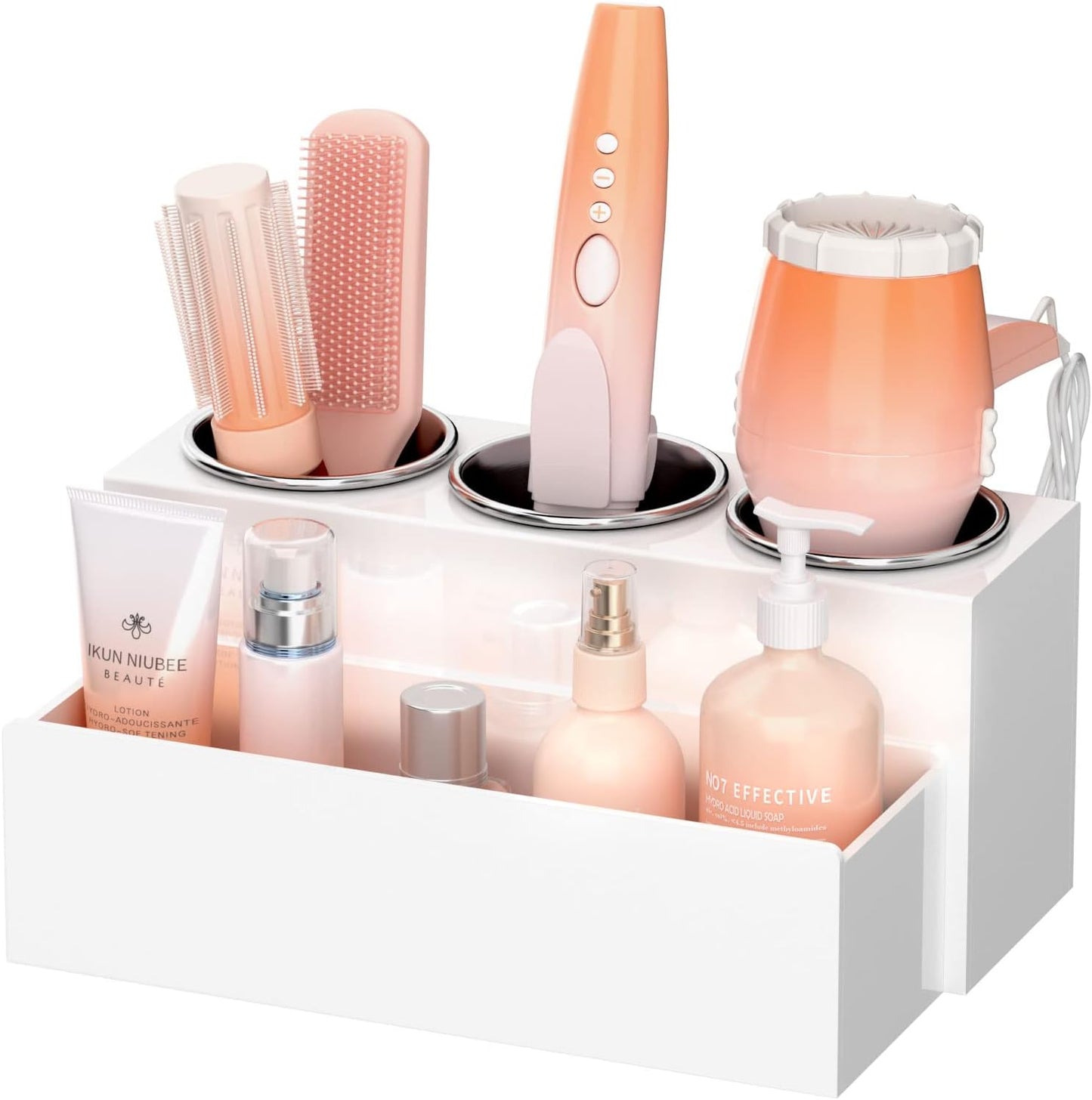 NIUBEE Acrylic Hair Tool Organizer - Stylish Bathroom Vanity Stand