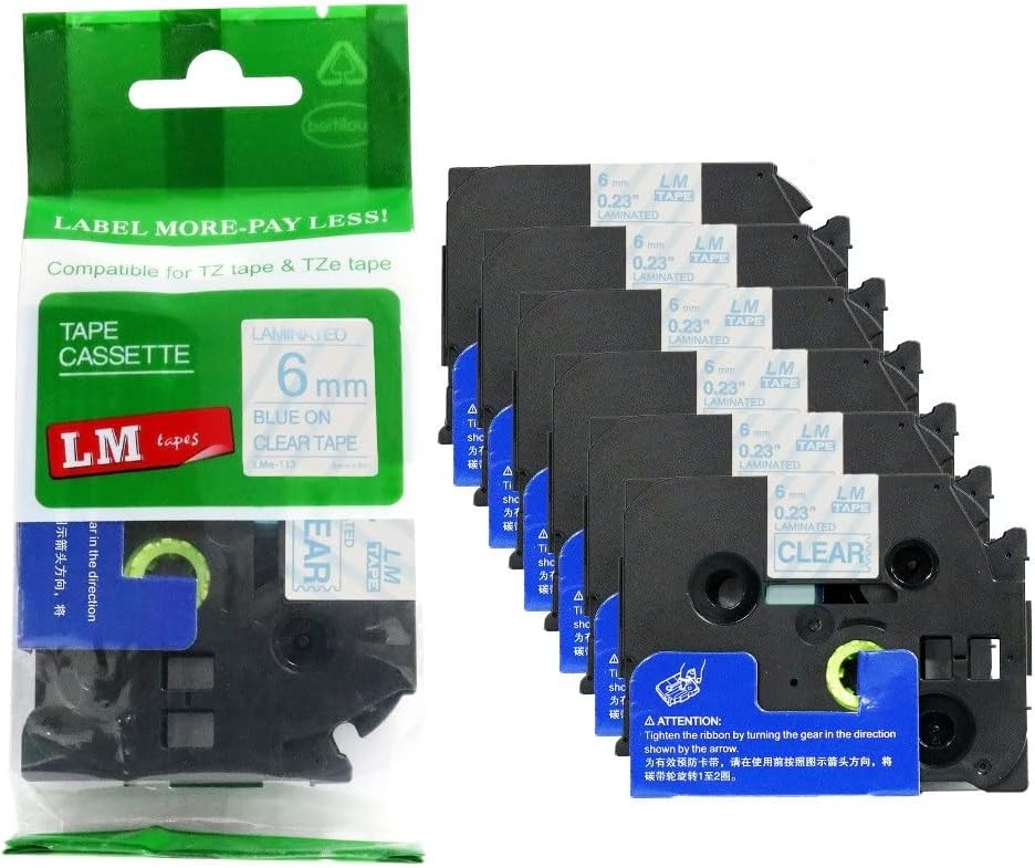 Premium 6/Pack LM Tapes for Brother TZe-113 P-Touch Labels