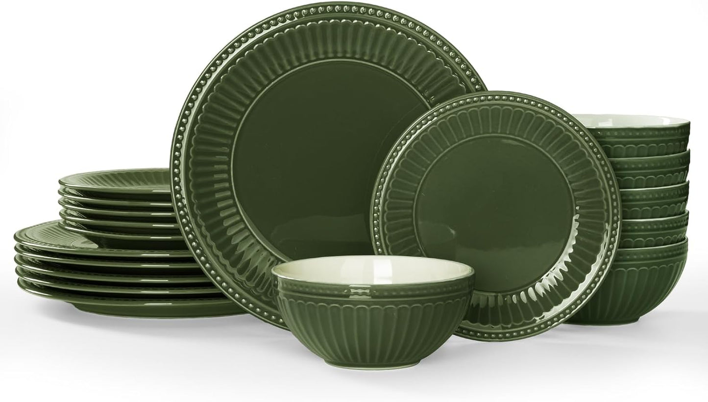 Famiware Garden Plates and Bowls Set - 18-Piece Dinnerware