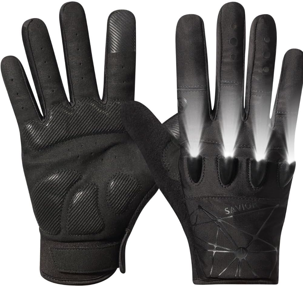 XLarge Anti-Slip LED Gloves: Bright Light for Nighttime Activities