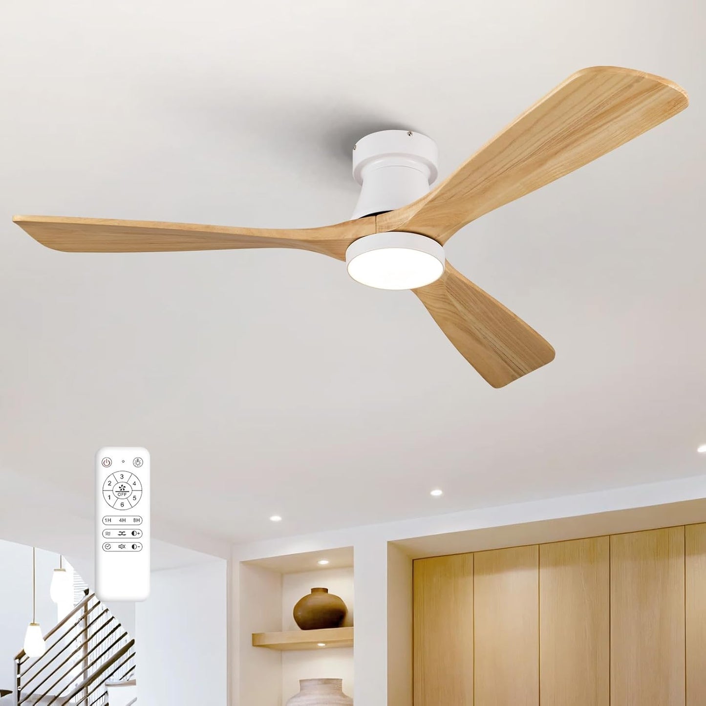 52-Inch Ceiling Fan with Lights and Remote Control for Home