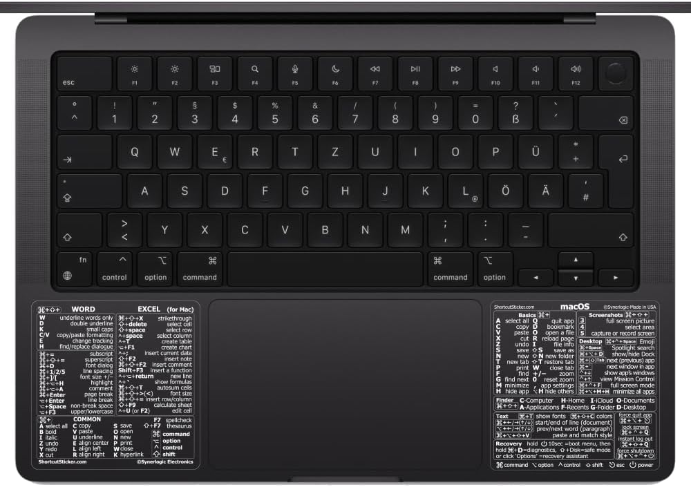 Synerlogic Mac OS Shortcuts Stickers for MacBook Air/Pro/iMac