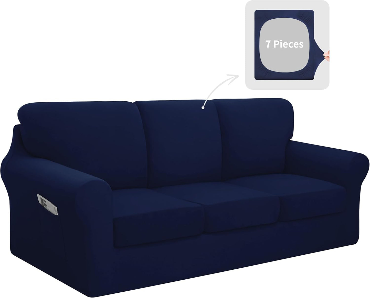 Easy-Going 7 Pieces Stretch Couch Cover Set for Large Sofas