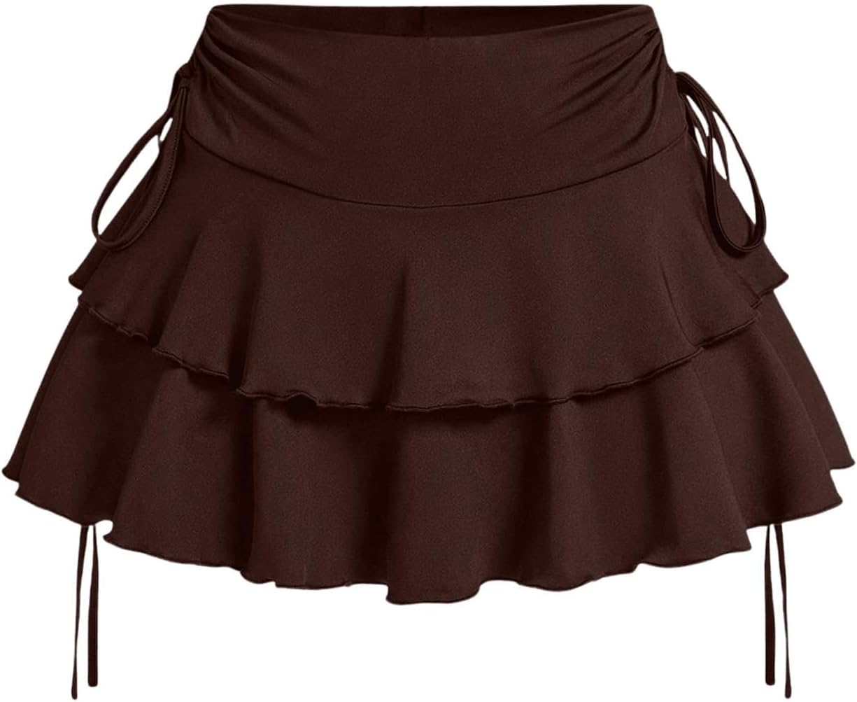 Women's Y2K Mini Ruffle Skirts with Shorts for Cute Style