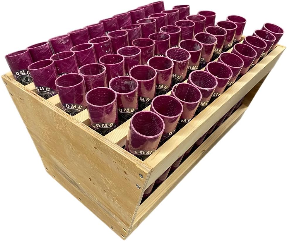 50 Shot Fan Rack with 1.75in Purple Fiberglass Mortar Tubes