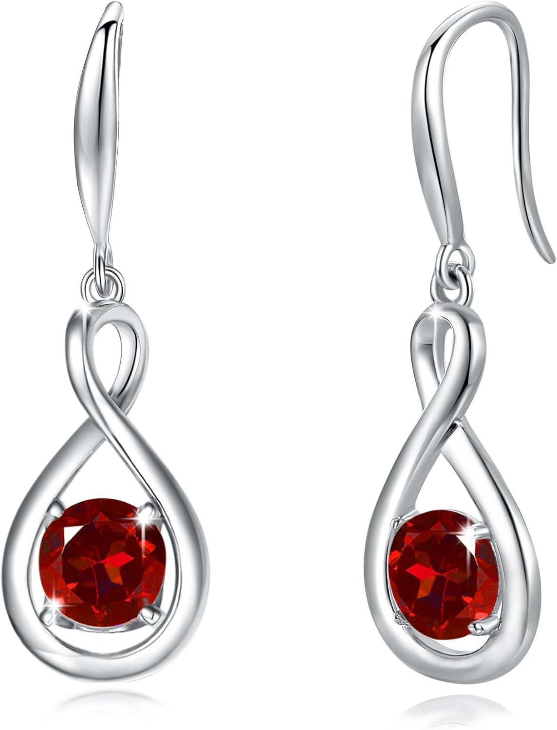 Dangle Drop Earrings in 925 Sterling Silver with Birthstone