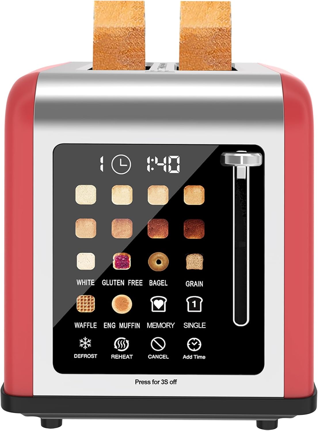 2 Slice Toaster with Touch Screen and Digital Timer Features