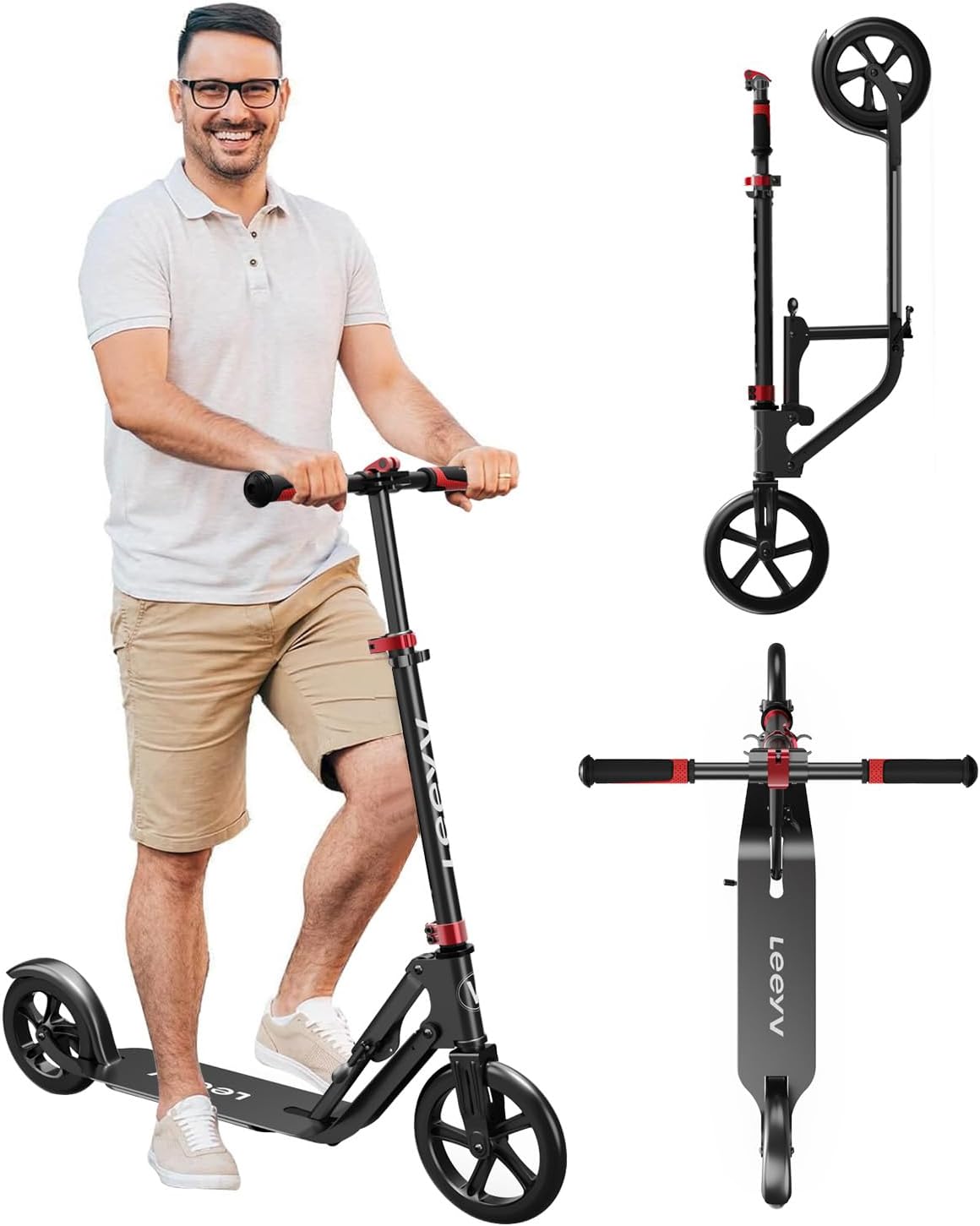 Big Wheel Adult Scooter with Folding Design and Adjustable Height