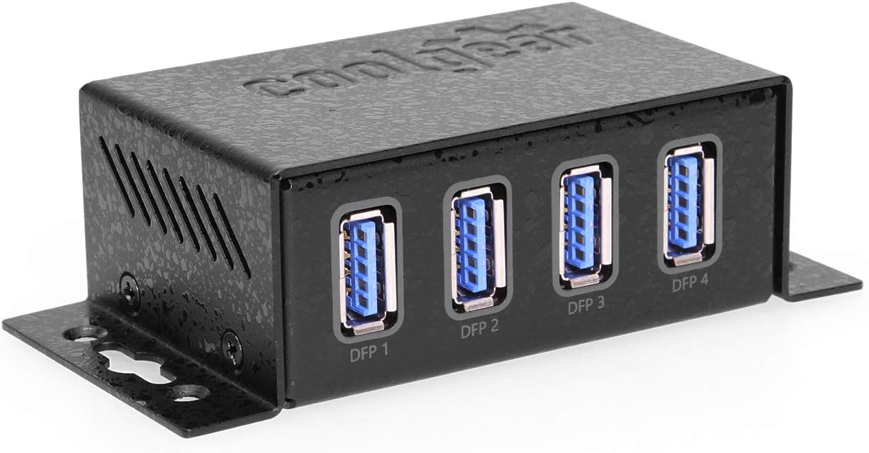 Coolgear USB 3.2 Powered 4-Port Mini Hub for Fast Data Transfer