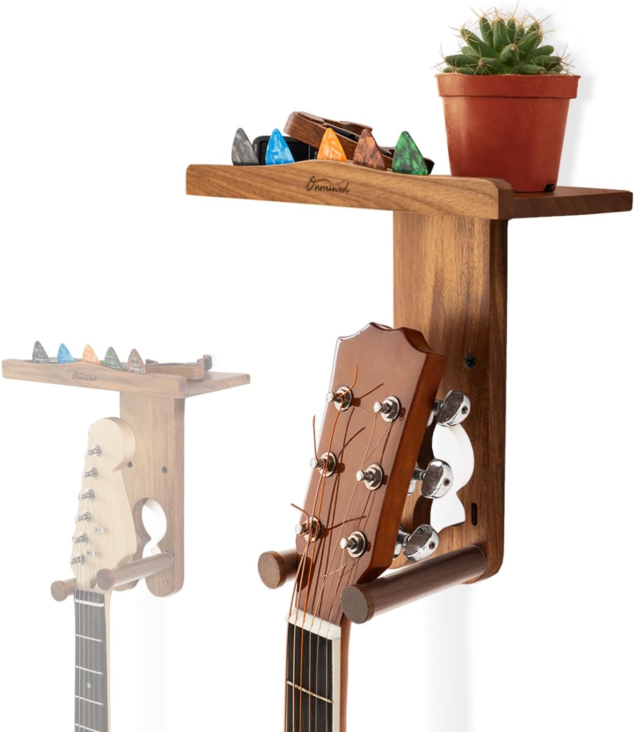 Omniwood Guitar Wall Mount: 2 Hook Modes for Ultimate Security!