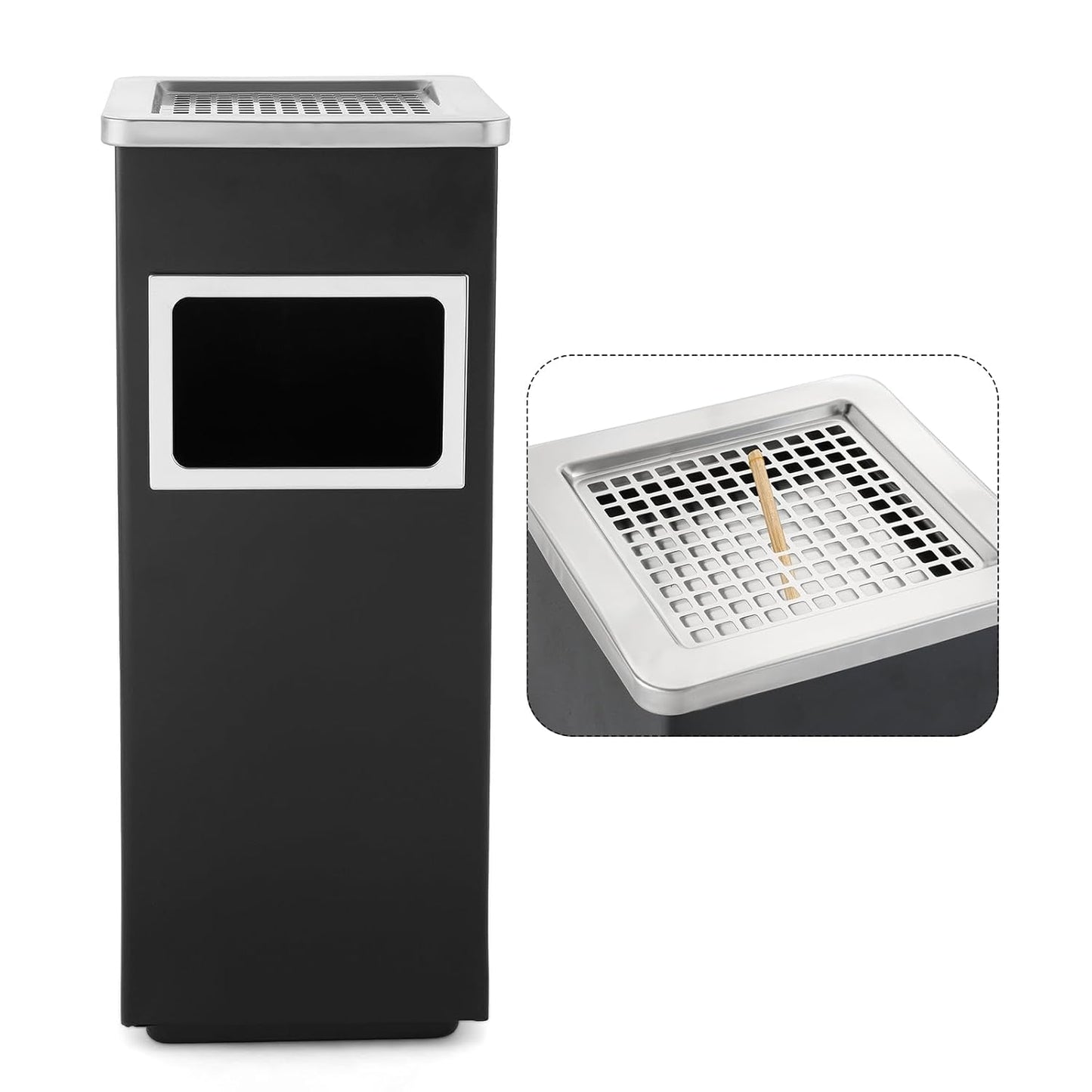 Stainless Steel Outdoor Trash Can with Removable Inner Bucket