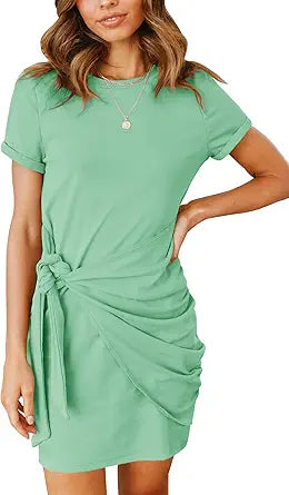 Stylish MEROKEETY Women's Short Sleeve T Shirt Dress for Summer