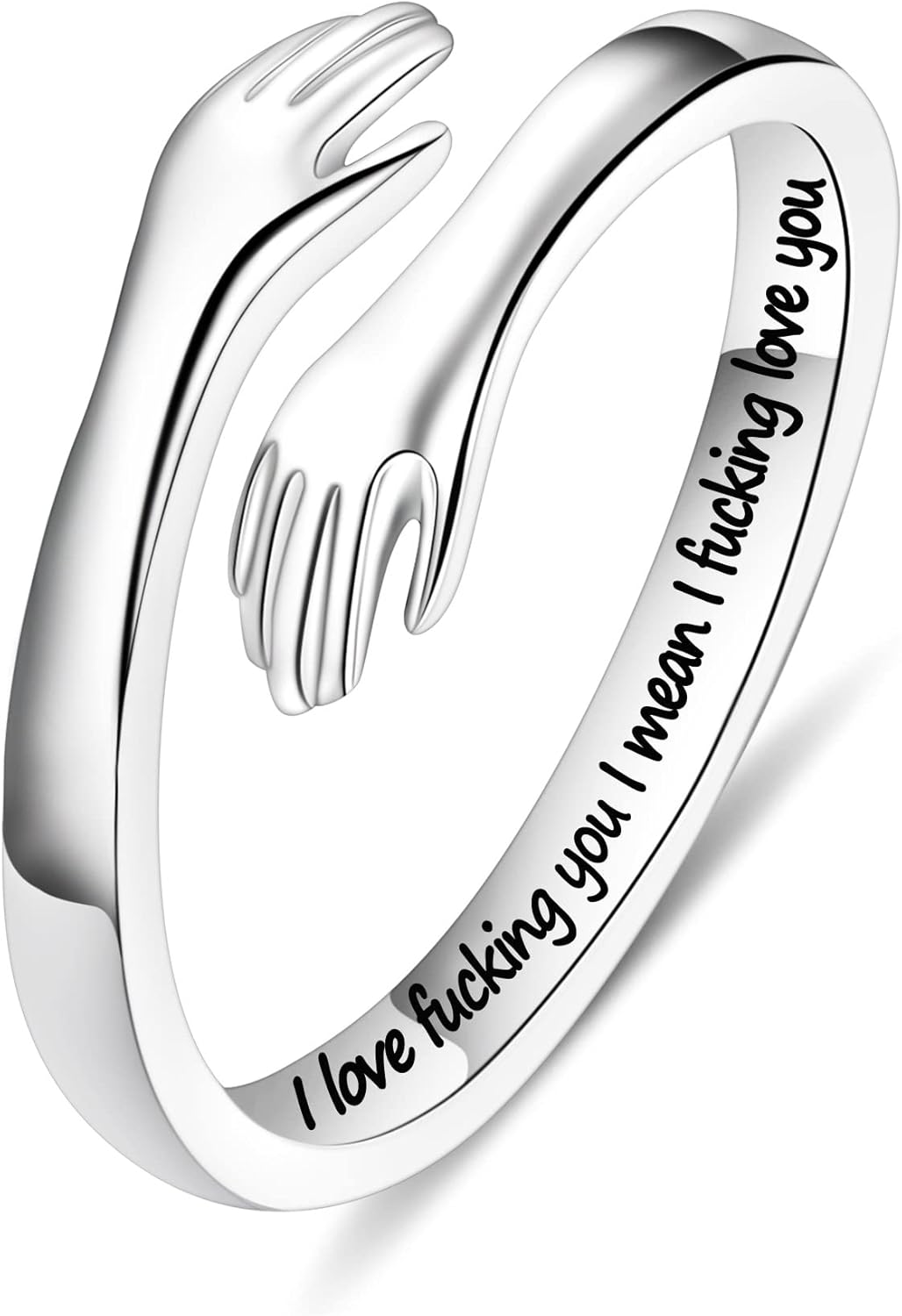 Yesteel S925 Sterling Silver Hug Ring for Women and Girls