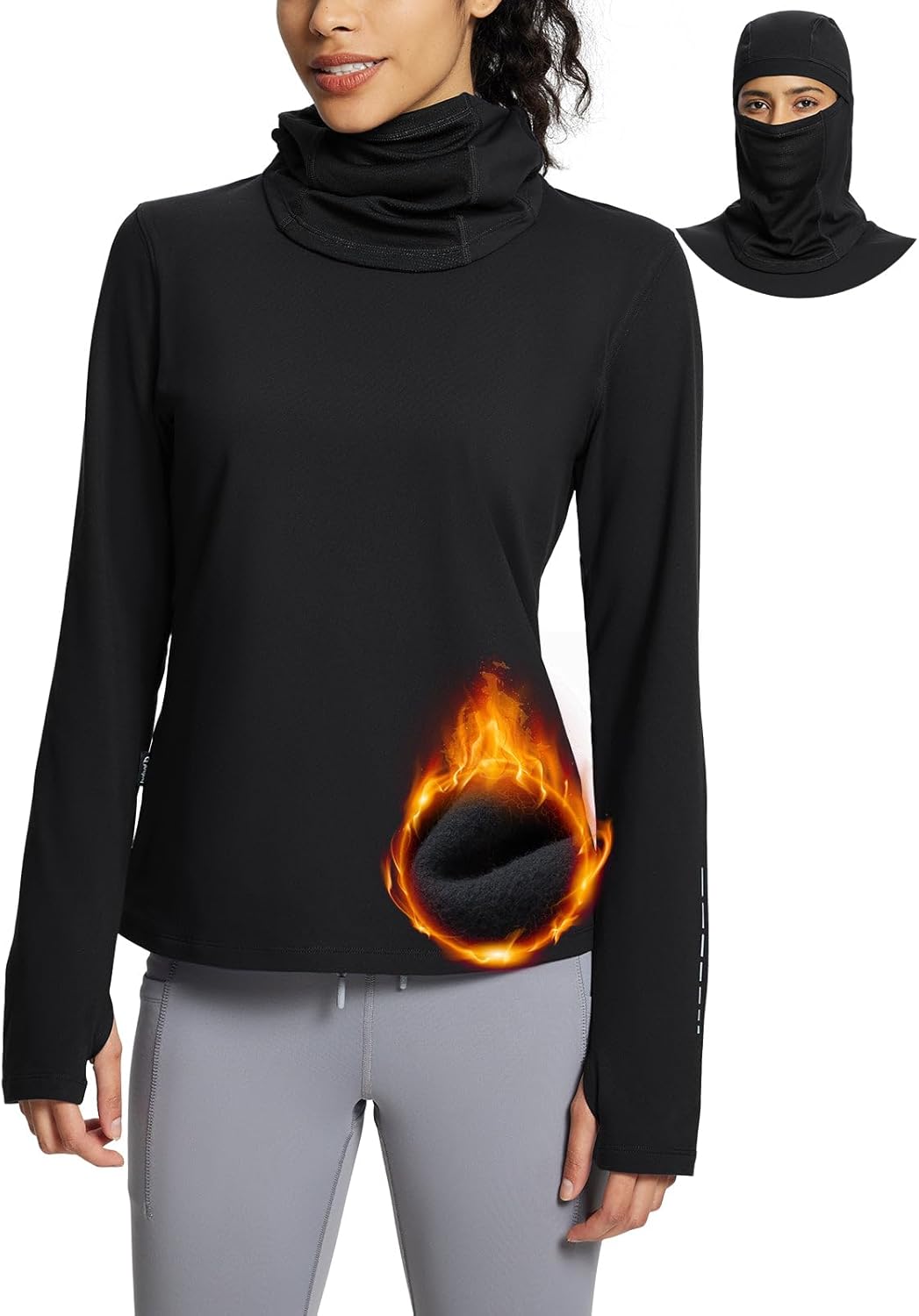 BALEAF Warm Fleece Cowl Neck Base Layer